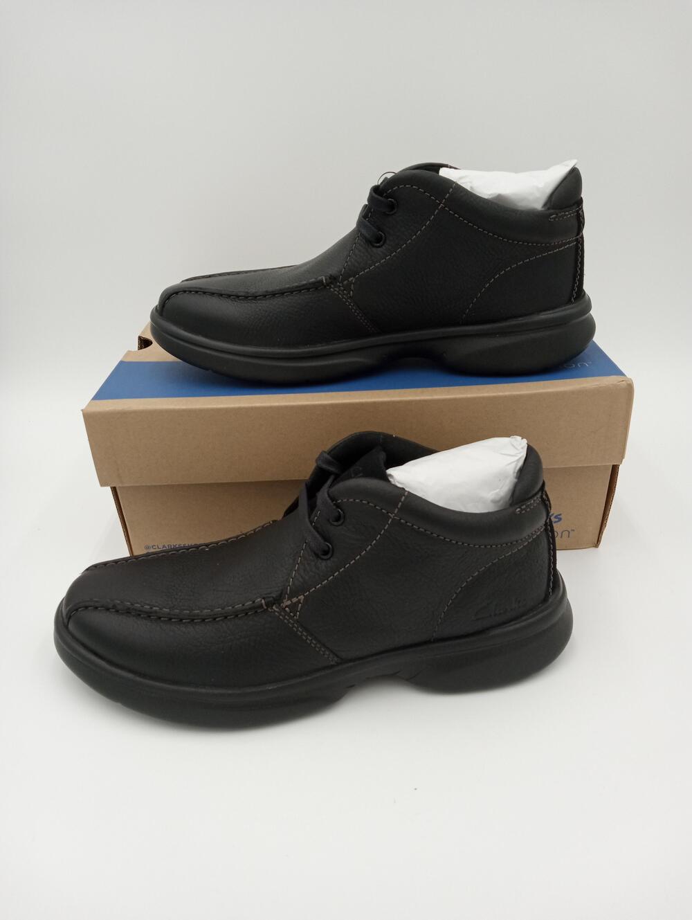 Clarks Bradley Up Shoes Mens Black Leather Casual Comfort Sneakers Size 7